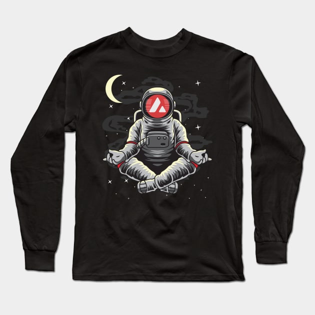 Astronaut Yoga Avalanche AVAX Coin To The Moon Crypto Token Cryptocurrency Wallet Birthday Gift For Men Women Kids Long Sleeve T-Shirt by Thingking About